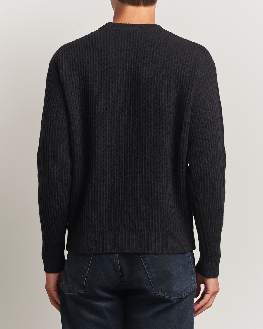 Mies | Puserot | Maison Kitsuné | Tonal Fox Head Wool Ribbed Sweater Black