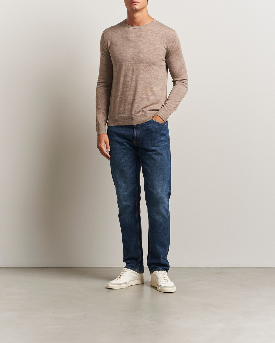 Mies | Puserot | Tiger of Sweden | Connor Extra Fine Merino Crew Neck Pullover Beige Melange