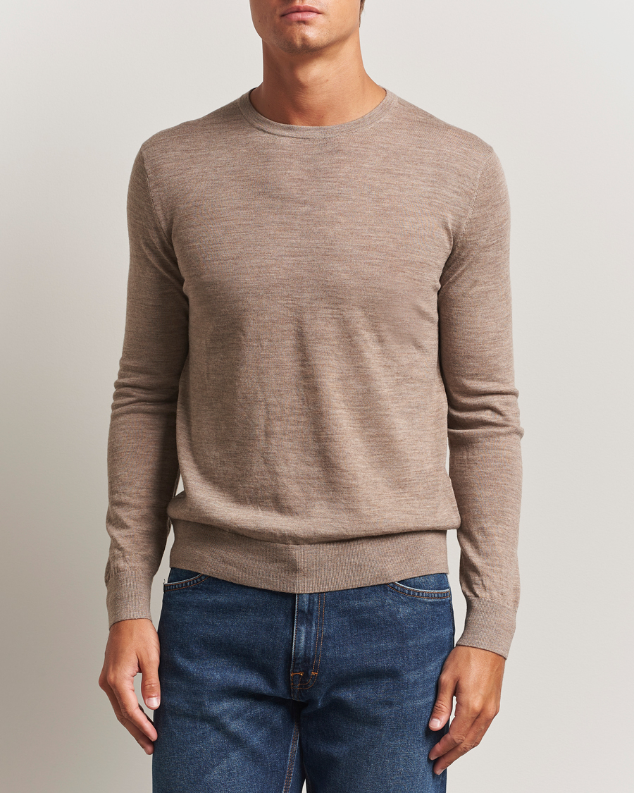 Mies | Puserot | Tiger of Sweden | Connor Extra Fine Merino Crew Neck Pullover Beige Melange