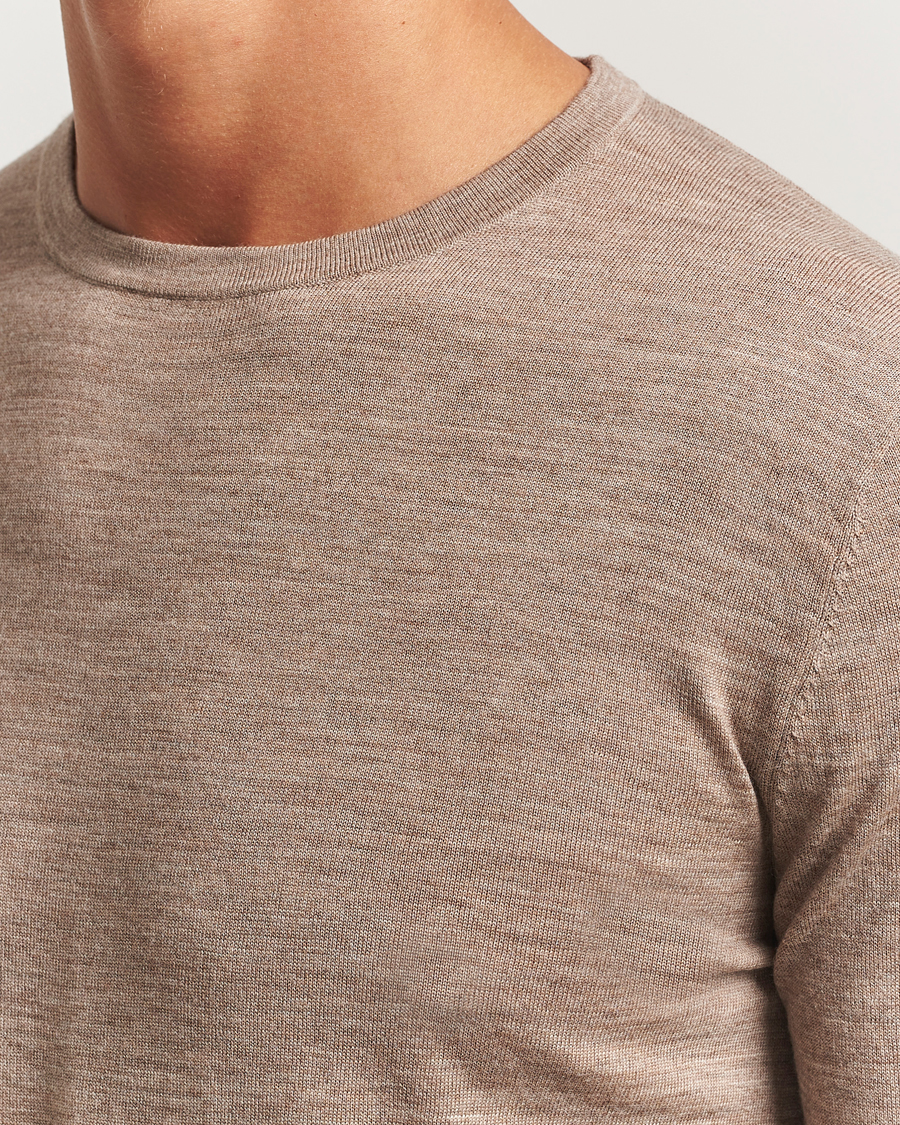 Mies | Puserot | Tiger of Sweden | Connor Extra Fine Merino Crew Neck Pullover Beige Melange