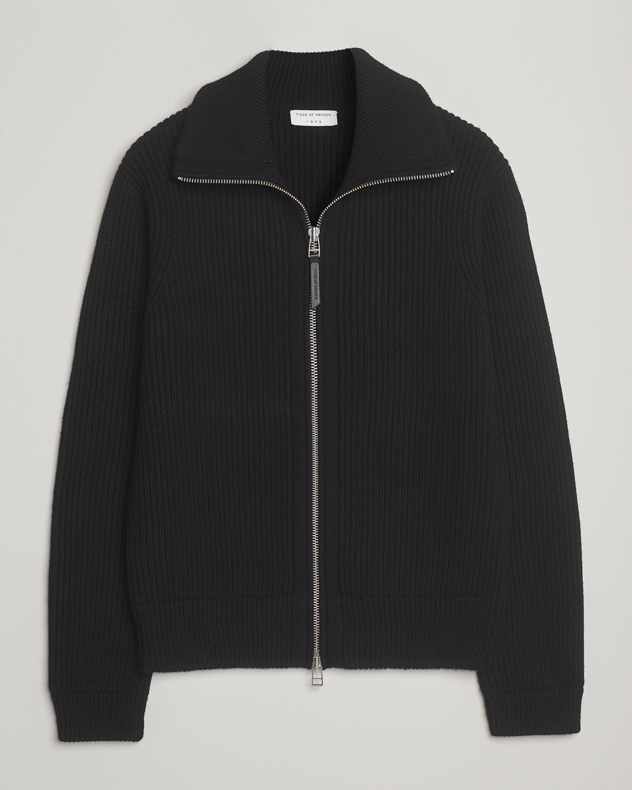 Mies | Puserot | Tiger of Sweden | Niall Heavy Wool Full Zip Black