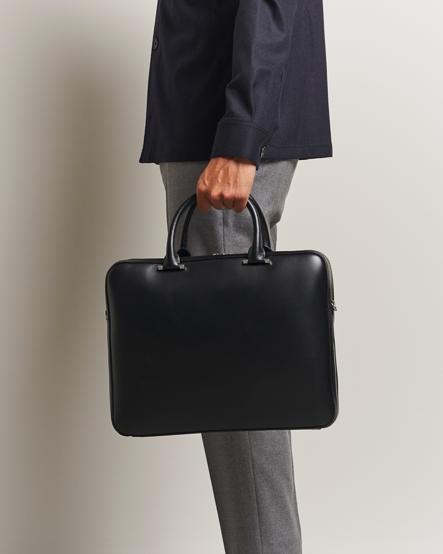 Mies | Laukut | Tiger of Sweden | Valise Smooth Leather Double Zip Briefcase Black