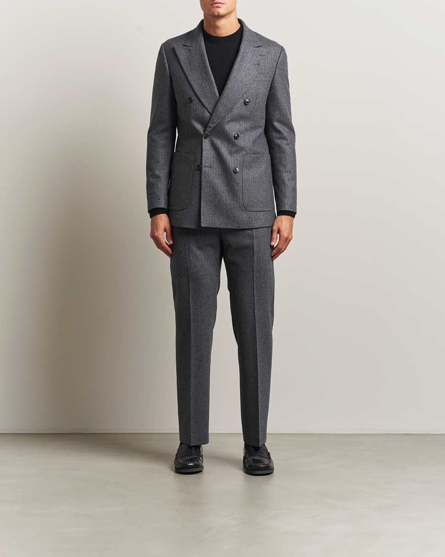 Mies | Housut | Tiger of Sweden | Tommie Wool Pleated Pinstriped Trousers Silver