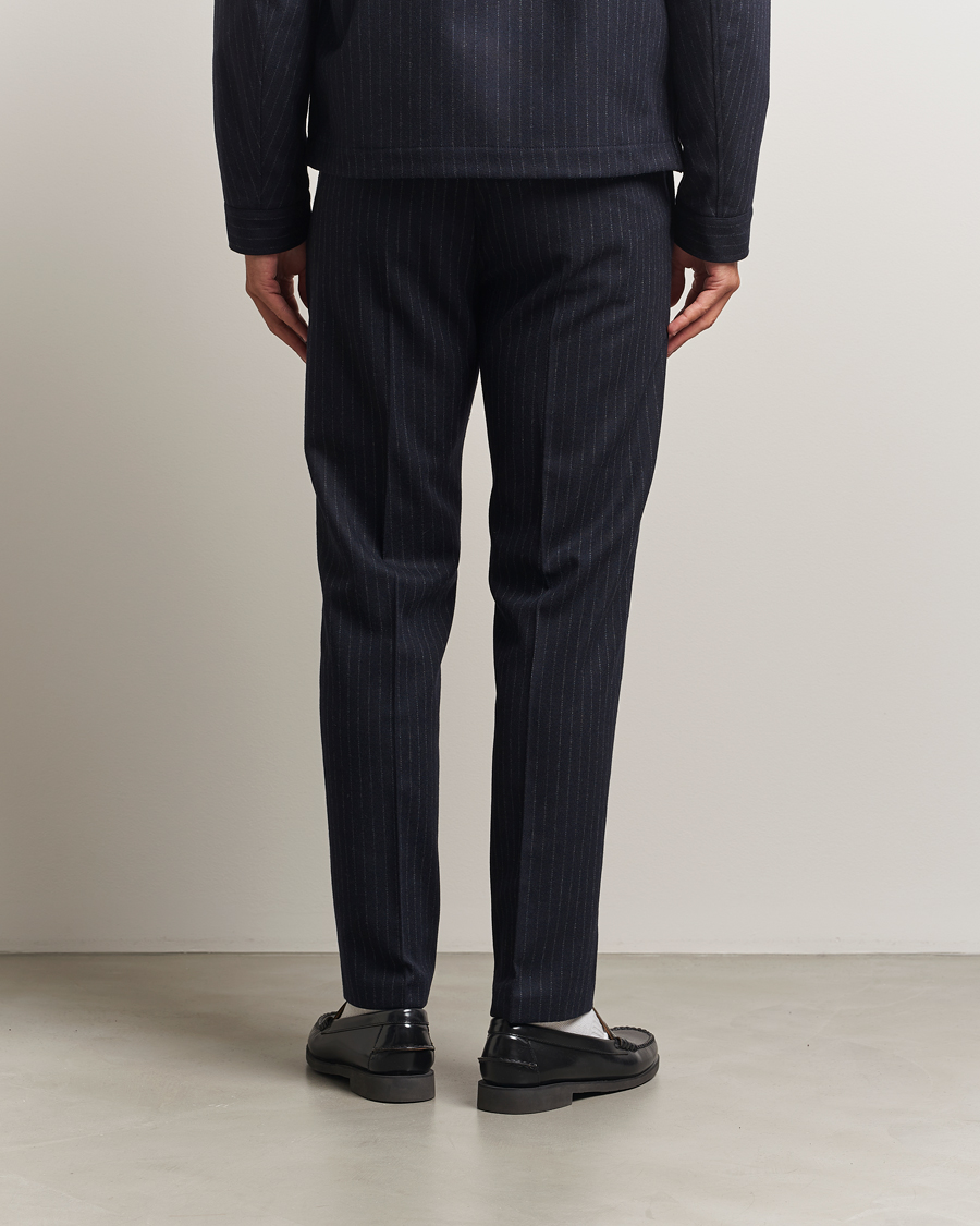 Mies | Housut | Tiger of Sweden | Tense Wool Pleated Pinstriped Trousers Blue Function