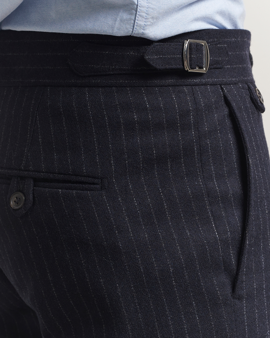 Mies | Housut | Tiger of Sweden | Tense Wool Pleated Pinstriped Trousers Blue Function