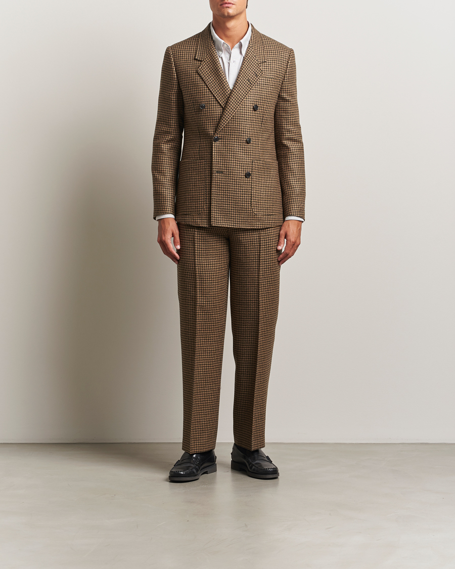 Mies | Housut | Tiger of Sweden | Todne Swedish Wool Dogtooth Trousers Brown Olive