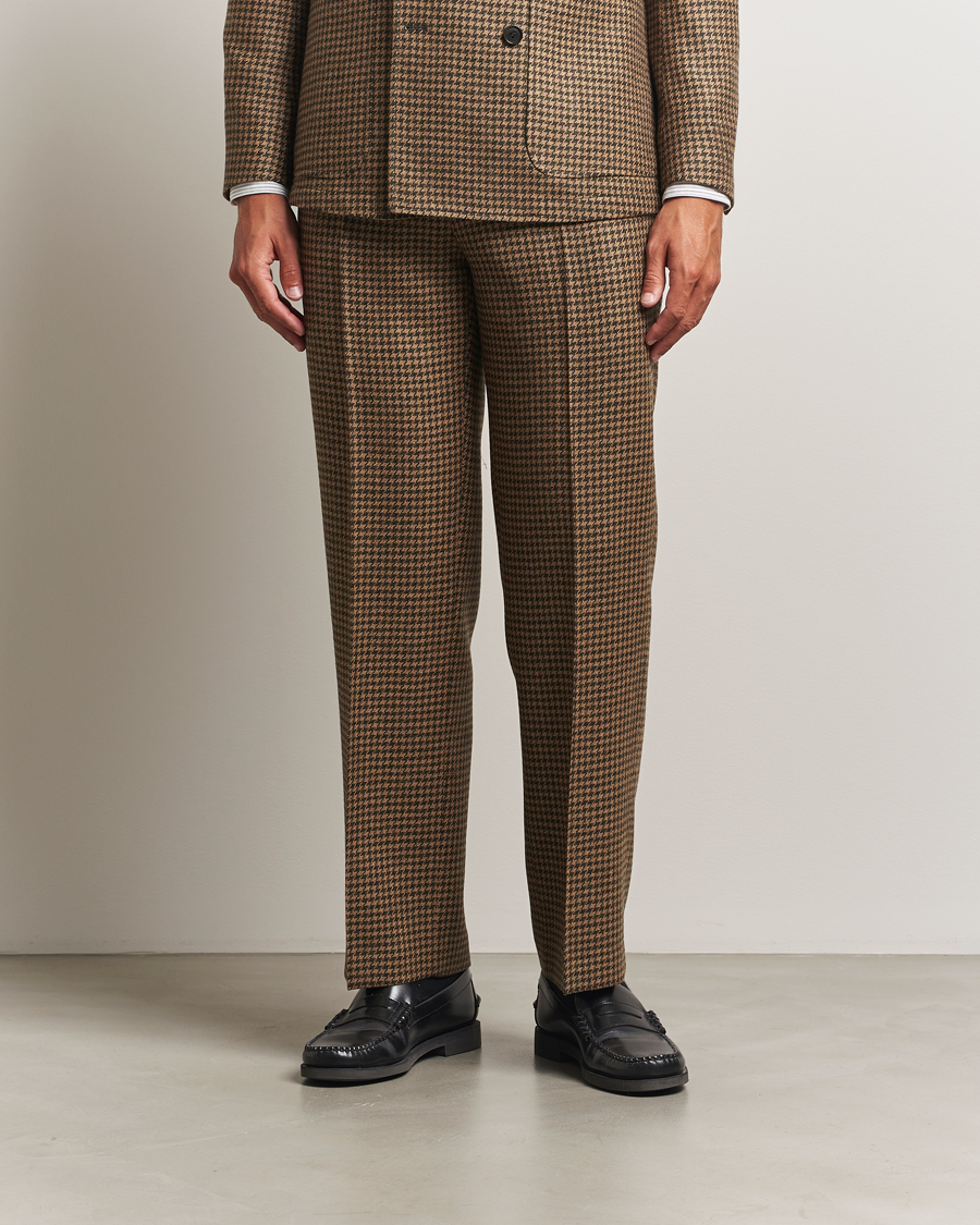 Mies | Housut | Tiger of Sweden | Todne Swedish Wool Dogtooth Trousers Brown Olive