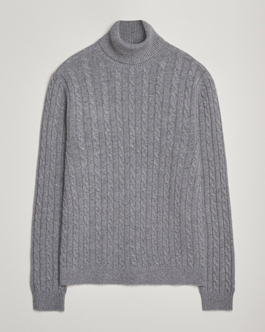 Mies | Puserot | Tiger of Sweden | Wilde Wool/Cashmere Knitted Sweater Light Grey Melange