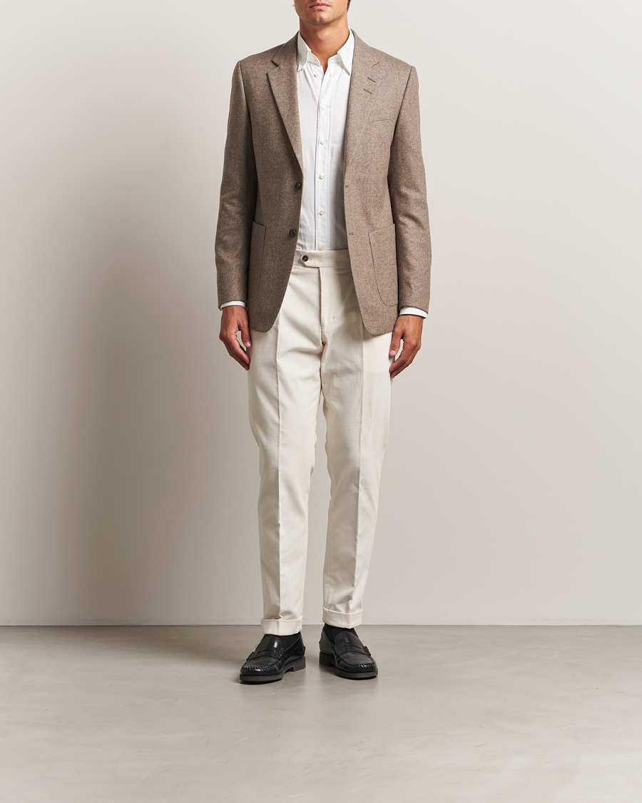 Mies | Housut | Tiger of Sweden | Tenuta Pleated Corduroy Trousers Light Ivory