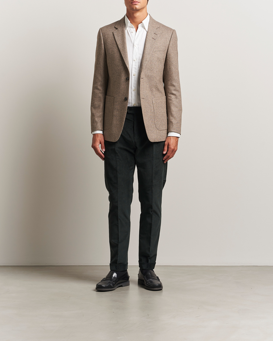 Mies | Housut | Tiger of Sweden | Tenuta Pleated Corduroy Trousers Midnight Green