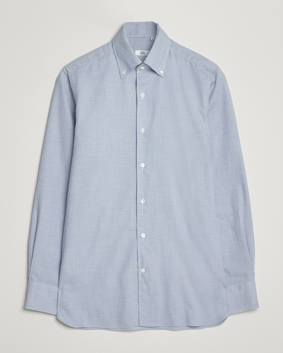 Mies | Kauluspaidat | 100Hands | Micro Houndstooth Flannel Button Down Blue