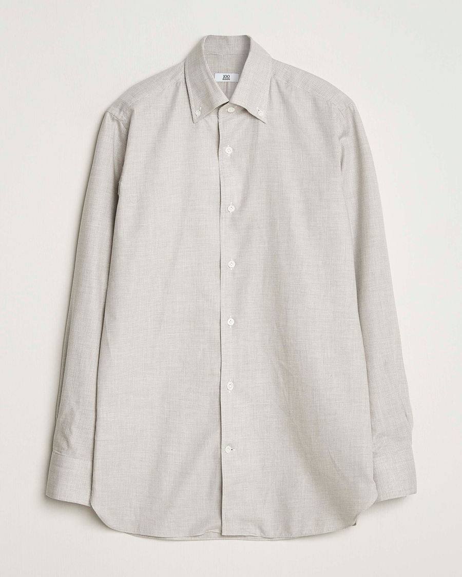 Mies | Kauluspaidat | 100Hands | Micro Houndstooth Flannel Button Down Beige