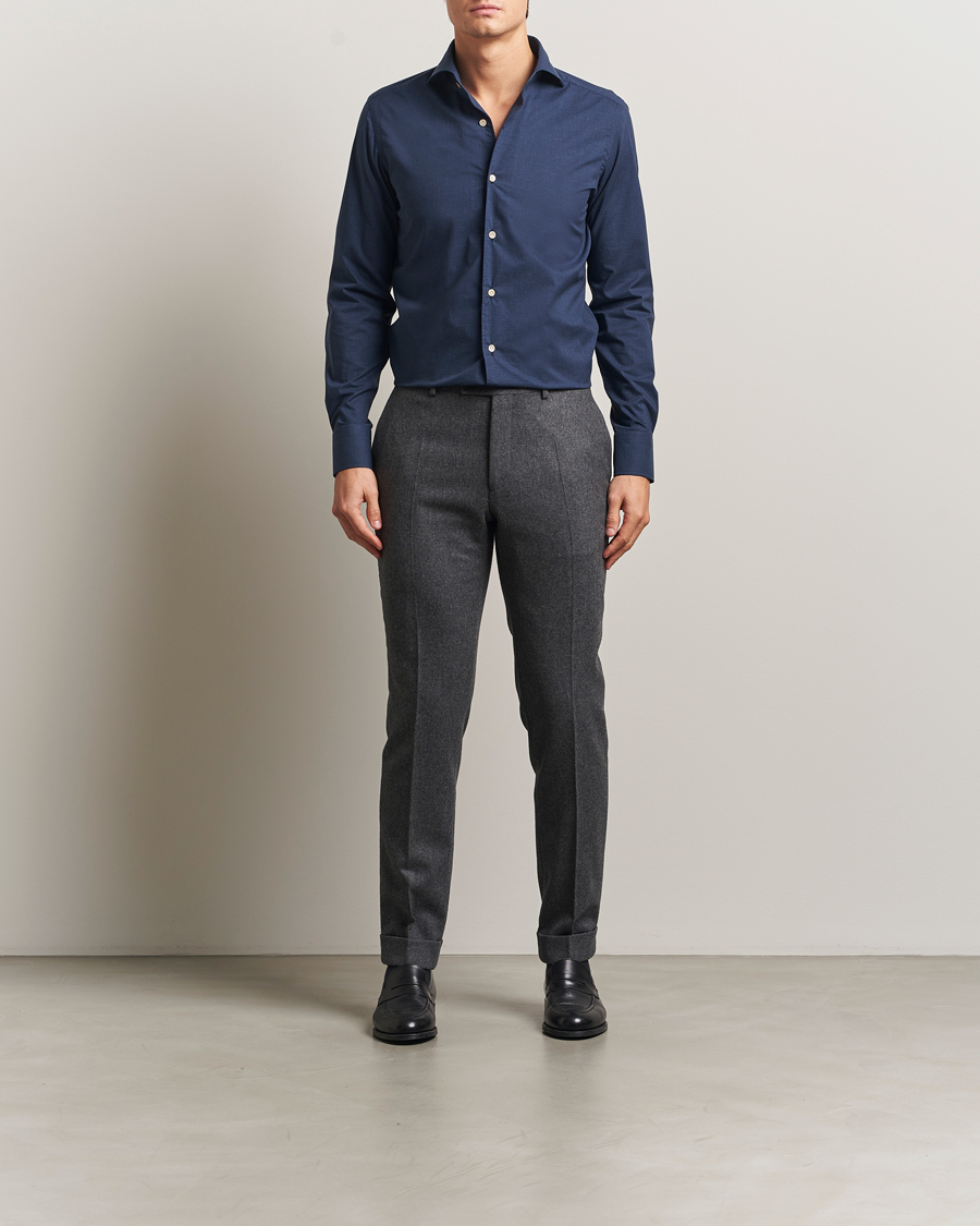 Mies | Kauluspaidat | 100Hands | Cotton Melange Cut Away Shirt Light Blue