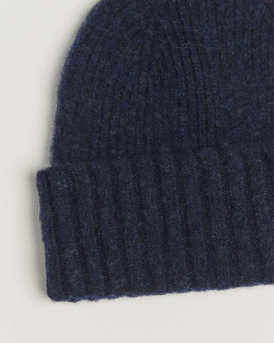 Mies | Pipot | Robert Mackie | Rona Ribbed Shaggy Lambswool Beanie Blue