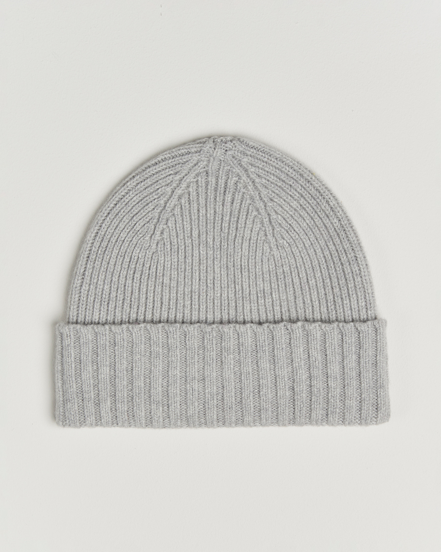 Mies | Pipot | Robert Mackie | Kingswell Ribbed Wool/Cashmere Beanie Light Grey