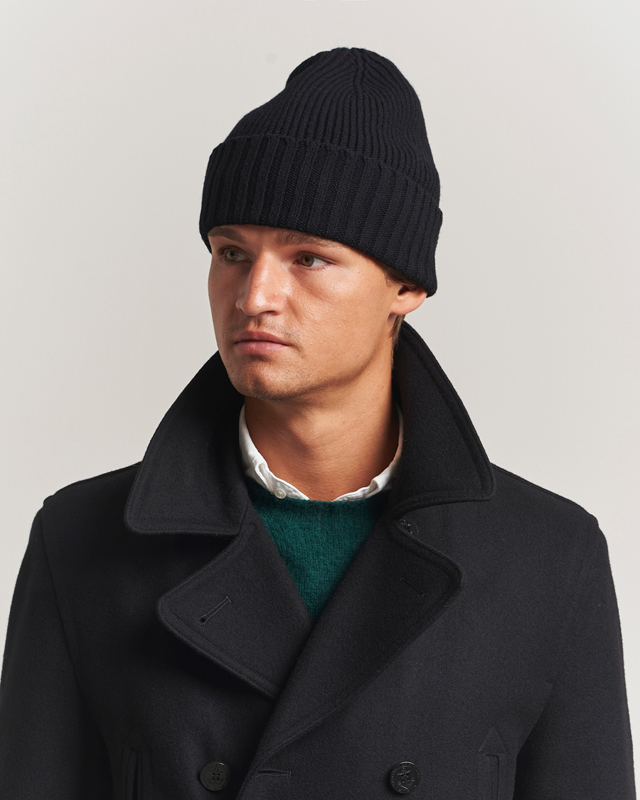 Mies | Pipot | Robert Mackie | Kingswell Ribbed Wool/Cashmere Beanie Black