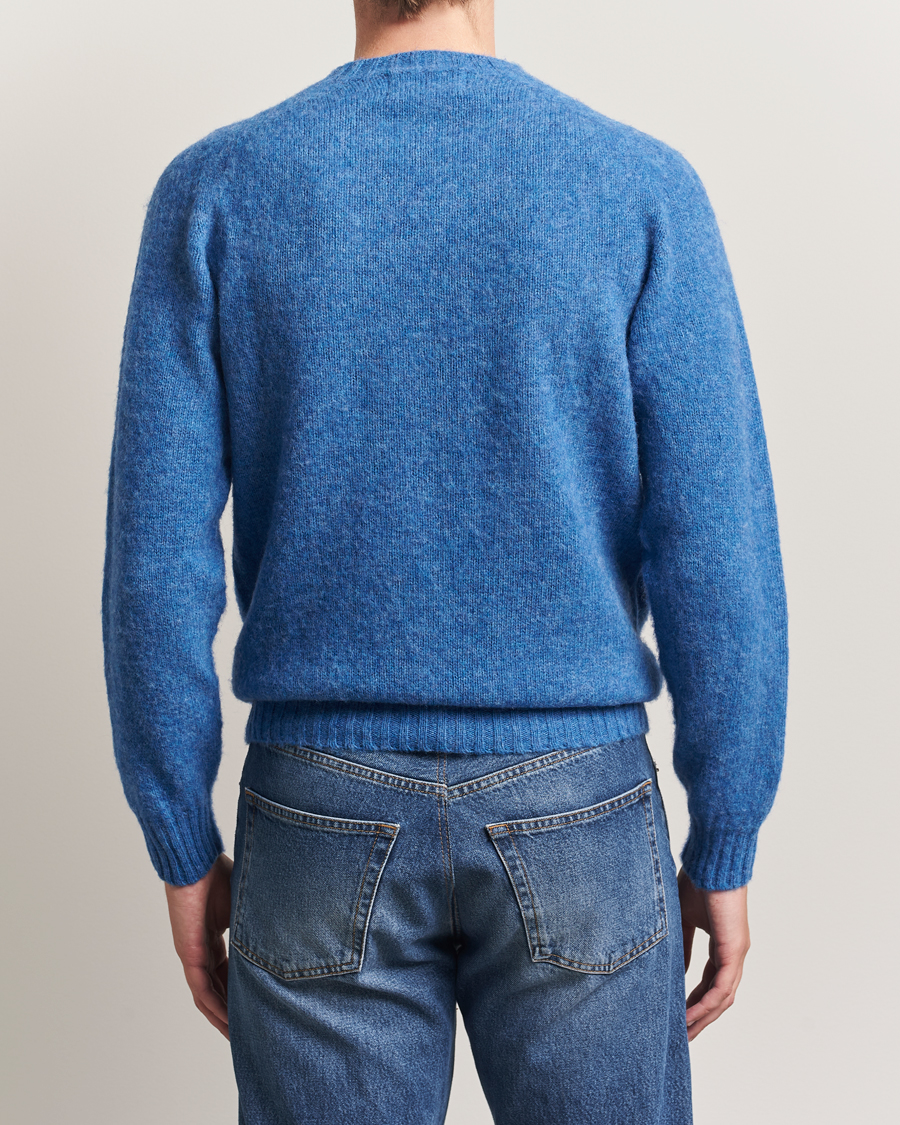 Mies | Puserot | Harley Of Scotland | Brushed Supersoft Lambswool Crewneck Cobalt