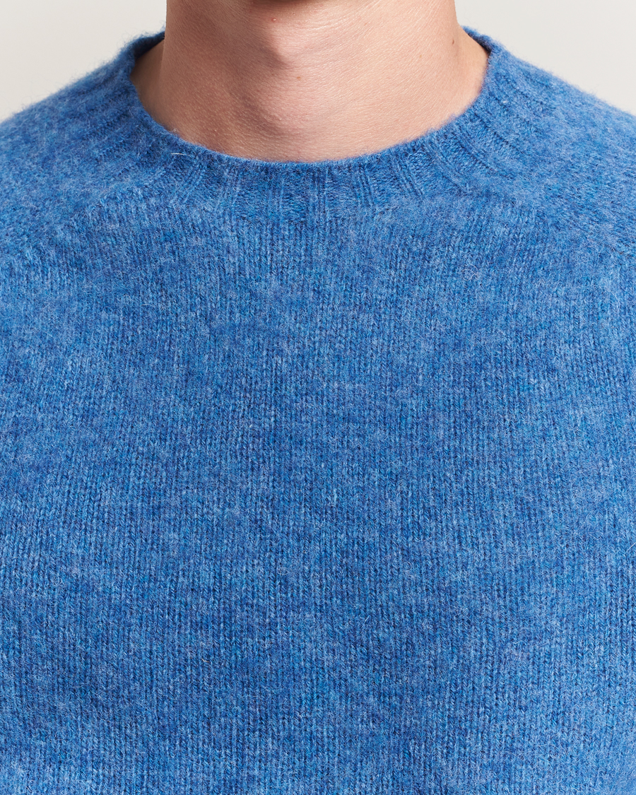 Mies | Puserot | Harley Of Scotland | Brushed Supersoft Lambswool Crewneck Cobalt
