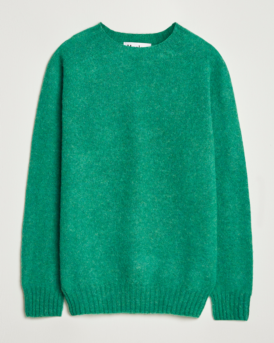 Mies | Puserot | Harley Of Scotland | Brushed Supersoft Lambswool Crewneck Evergreen