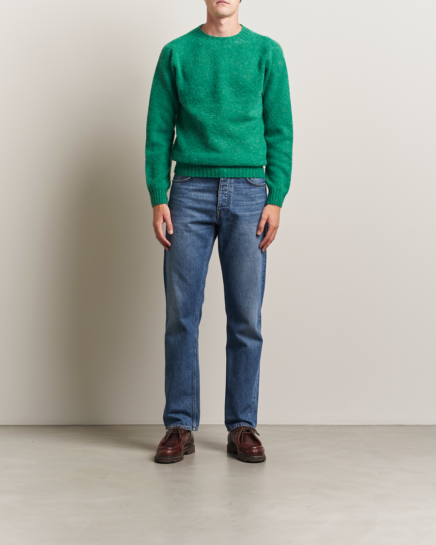 Mies | Puserot | Harley Of Scotland | Brushed Supersoft Lambswool Crewneck Evergreen