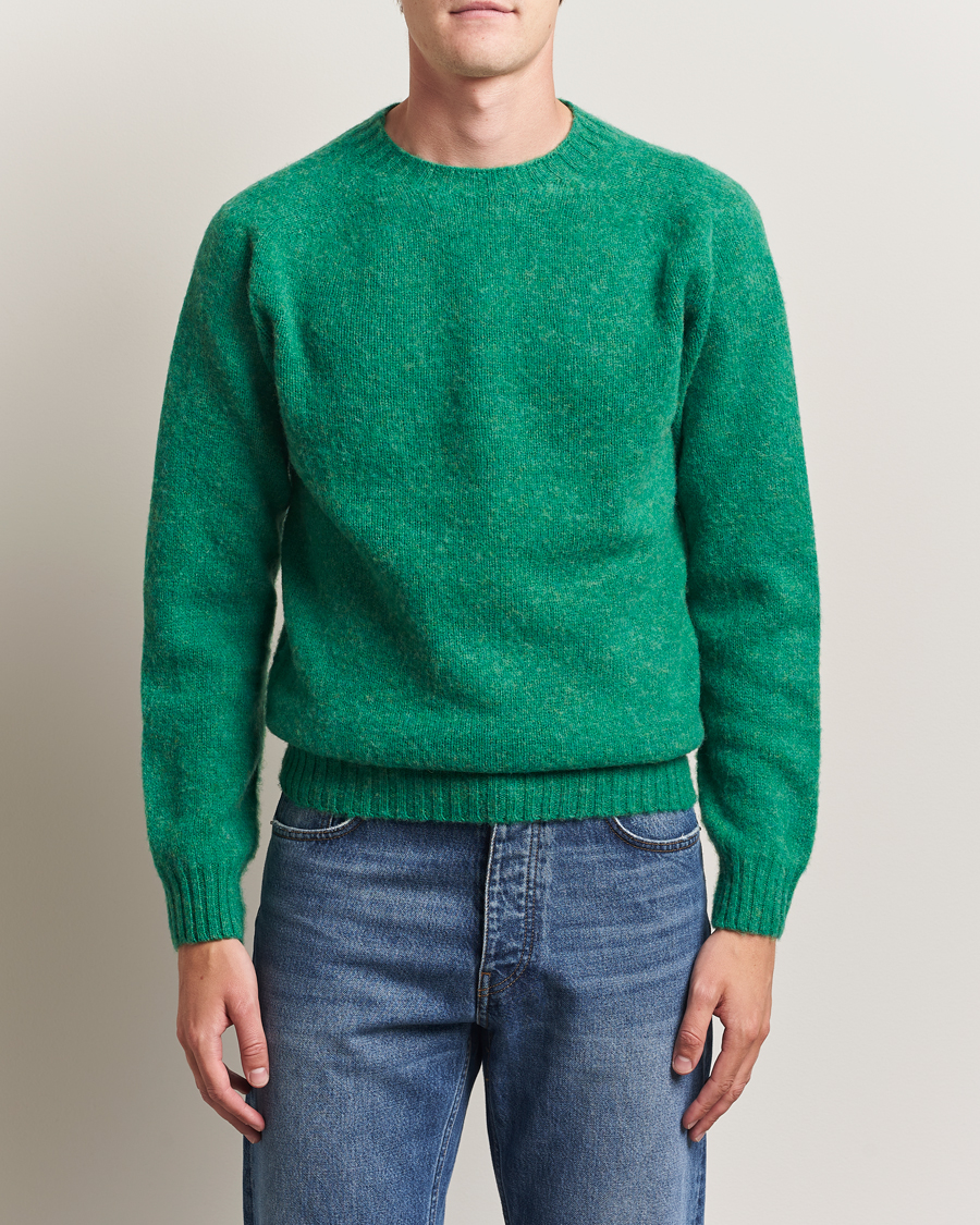 Mies | Puserot | Harley Of Scotland | Brushed Supersoft Lambswool Crewneck Evergreen