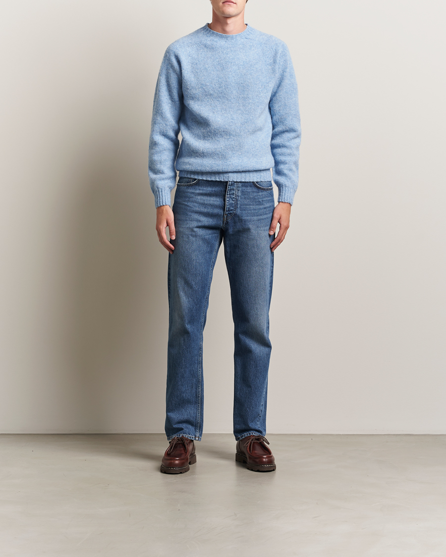 Mies | Puserot | Harley Of Scotland | Brushed Supersoft Lambswool Crewneck Glacier