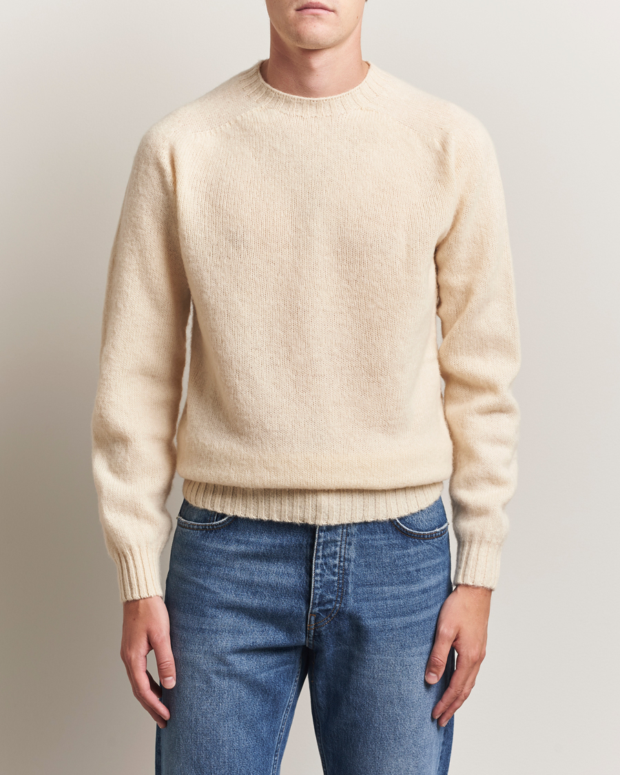 Mies | Puserot | Harley Of Scotland | Brushed Supersoft Lambswool Crewneck Vanilla