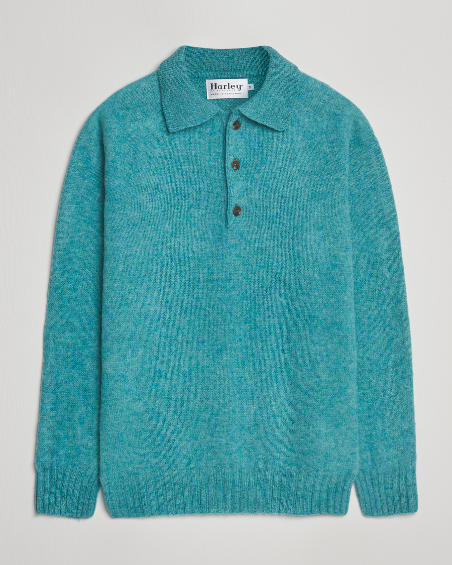 Mies | Puserot | Harley Of Scotland | Brushed Supersoft Lambswool Polo Hummingbird
