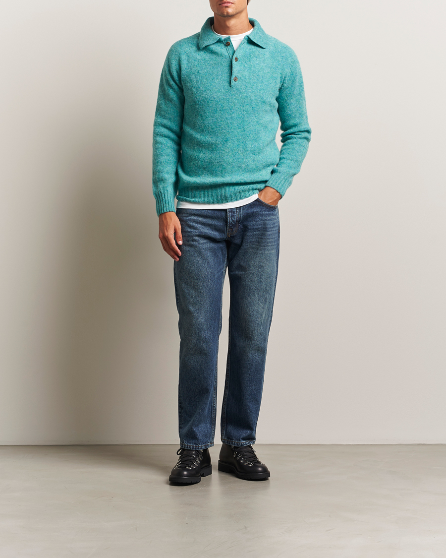 Mies | Puserot | Harley Of Scotland | Brushed Supersoft Lambswool Polo Hummingbird