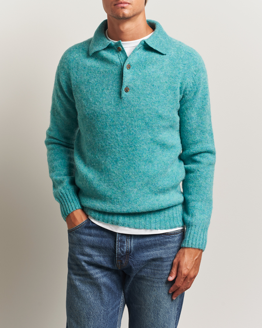 Mies | Puserot | Harley Of Scotland | Brushed Supersoft Lambswool Polo Hummingbird