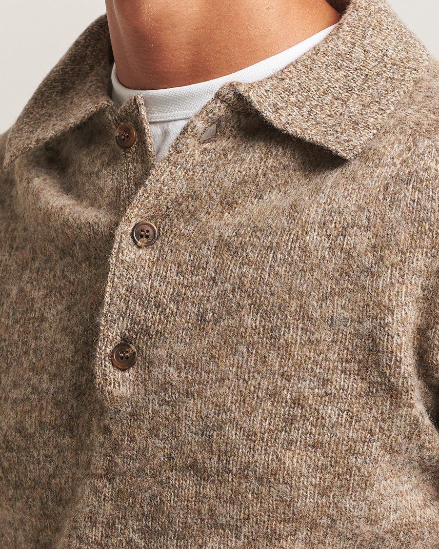 Mies | Puserot | Harley Of Scotland | Brushed Supersoft Lambswool Polo Pebble