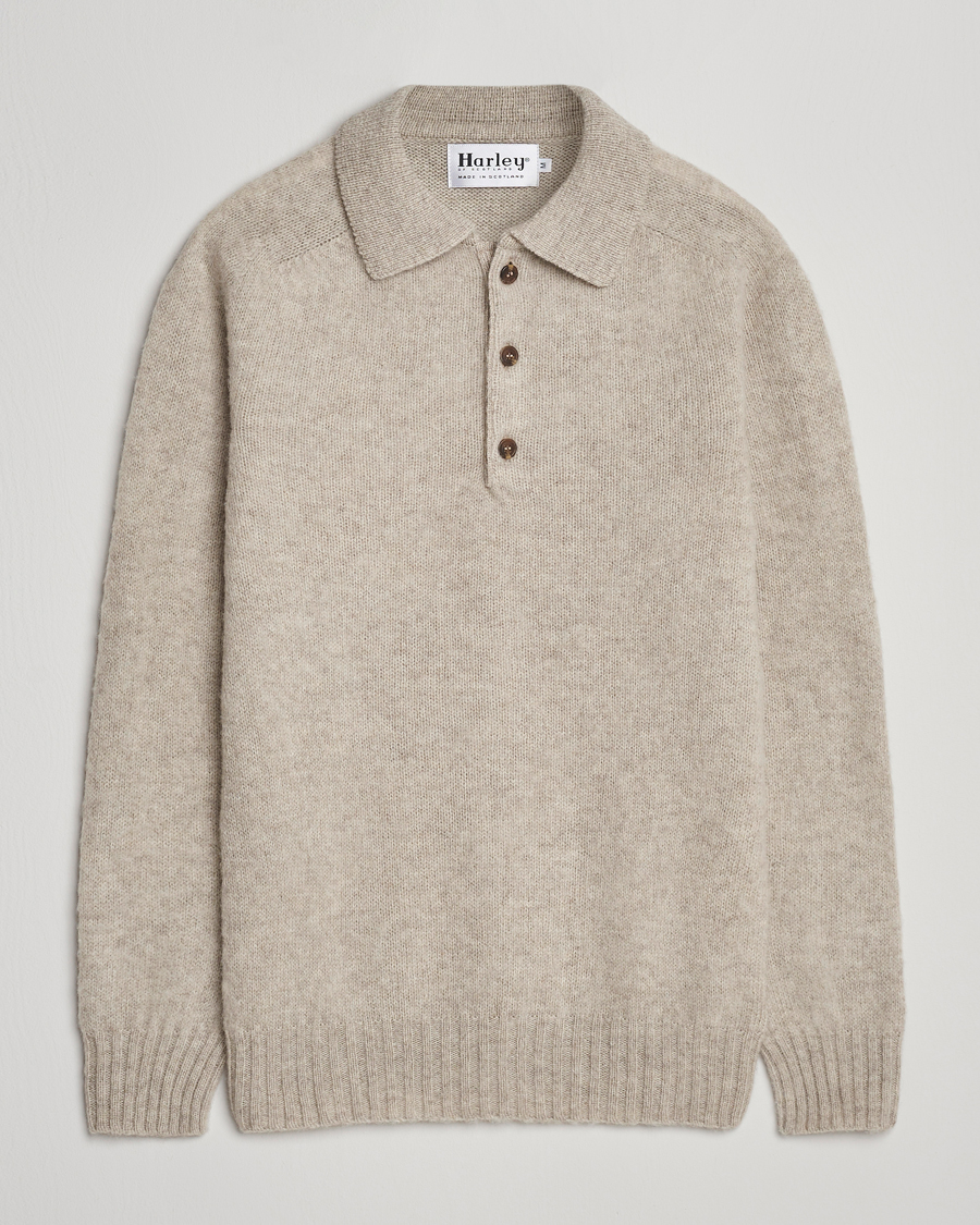 Mies | Puserot | Harley Of Scotland | Brushed Supersoft Lambswool Polo Vellum