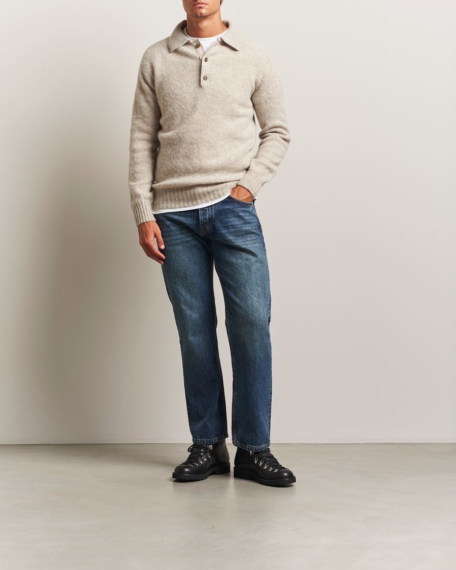 Mies | Puserot | Harley Of Scotland | Brushed Supersoft Lambswool Polo Vellum