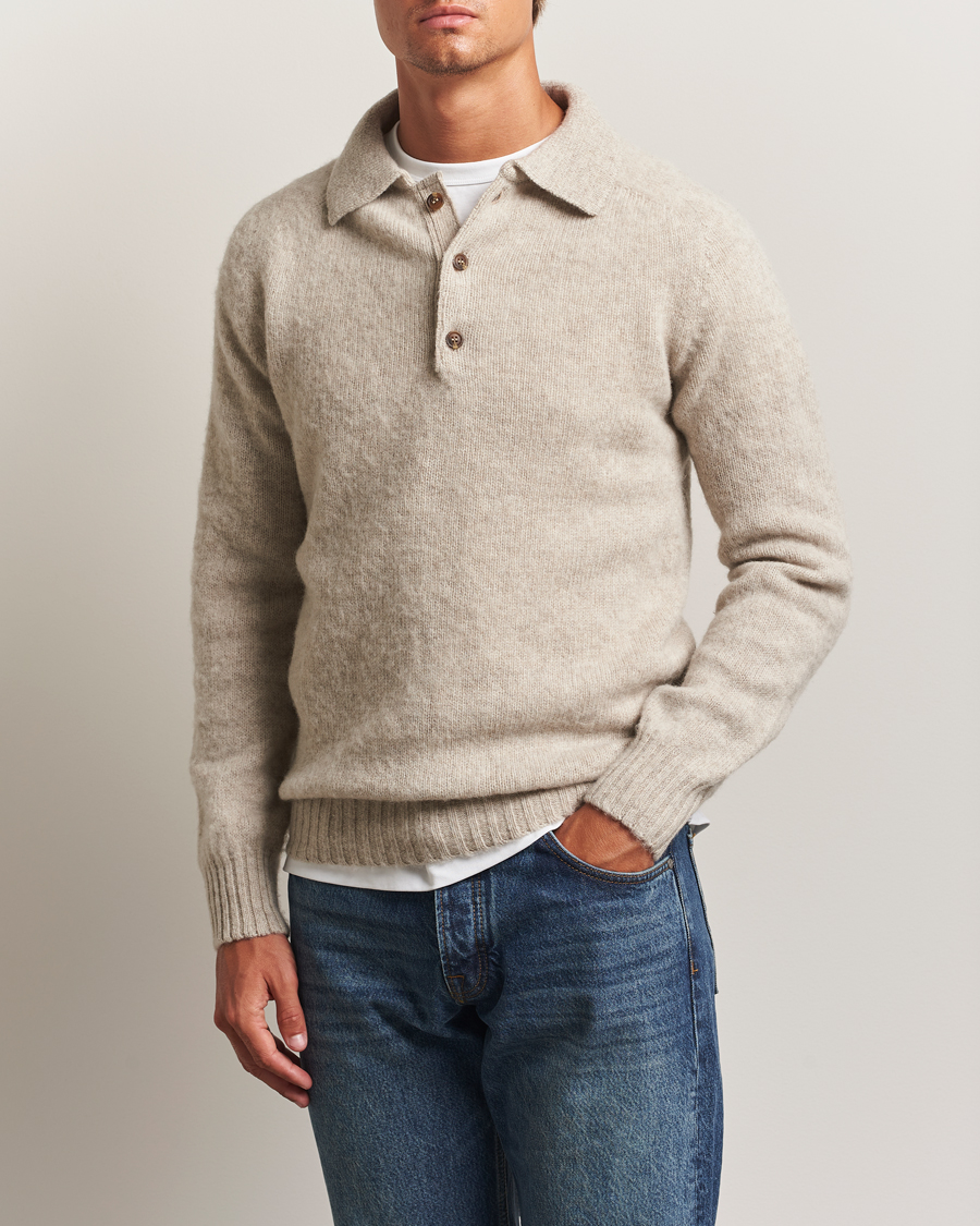 Mies | Puserot | Harley Of Scotland | Brushed Supersoft Lambswool Polo Vellum