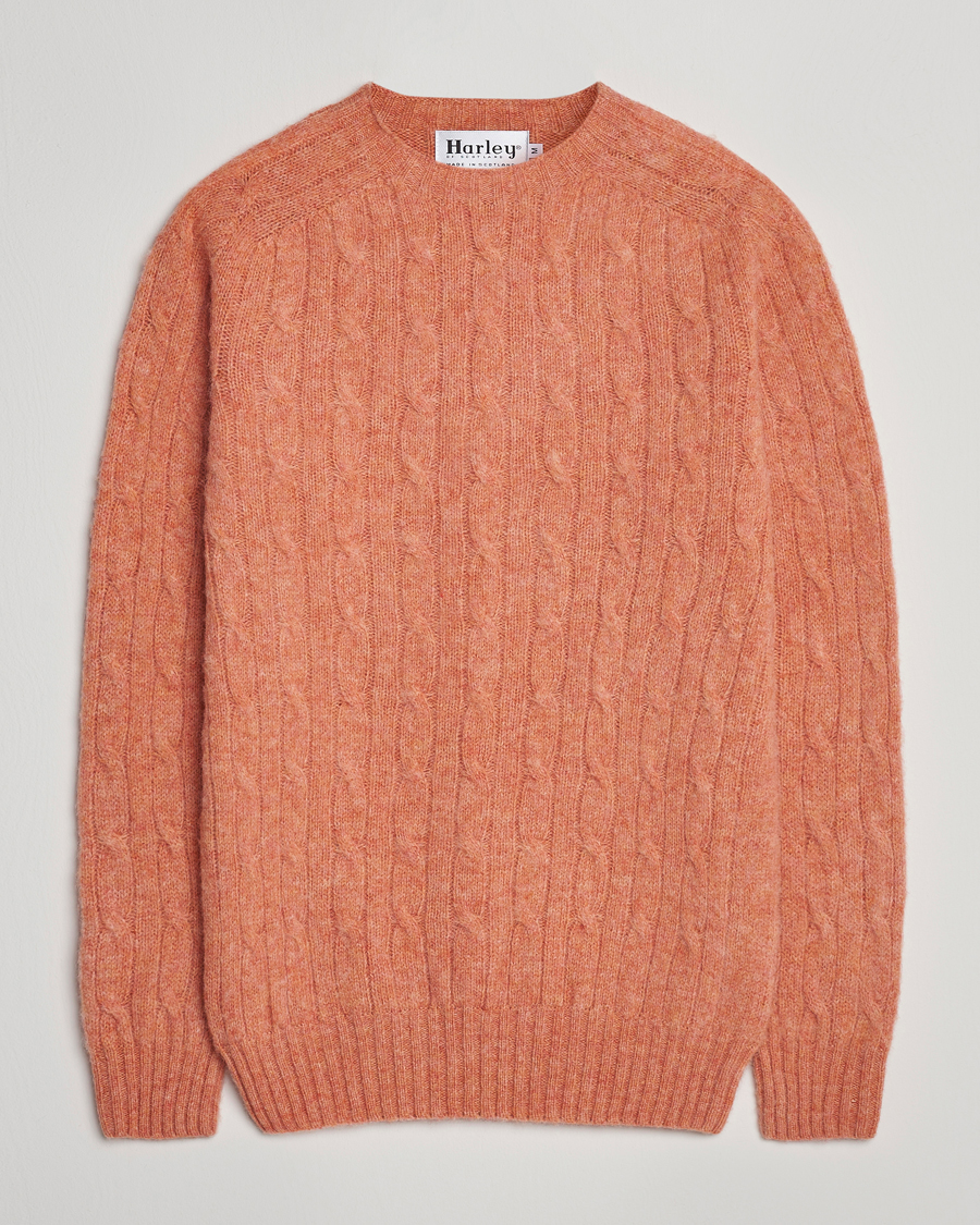 Mies | Puserot | Harley Of Scotland | Brushed Supersoft Lambswool Cable Parfait