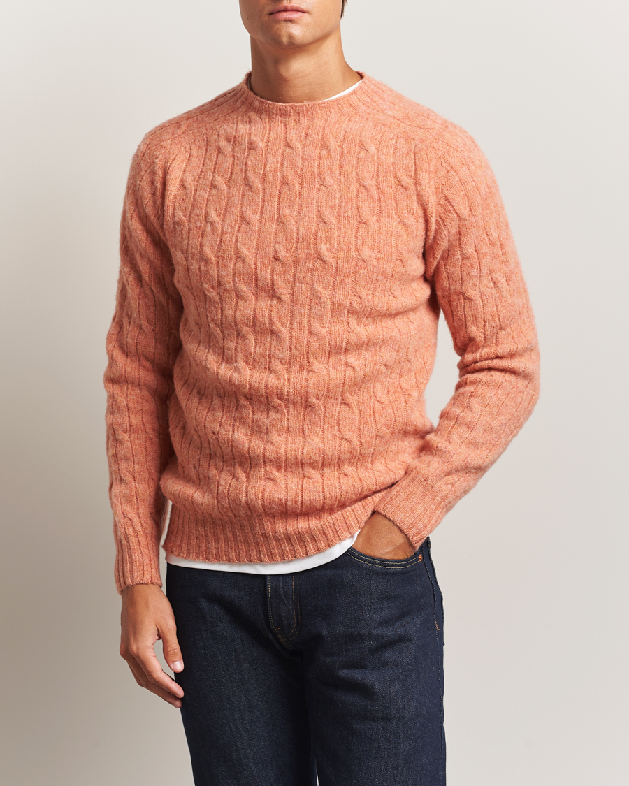 Mies | Puserot | Harley Of Scotland | Brushed Supersoft Lambswool Cable Parfait