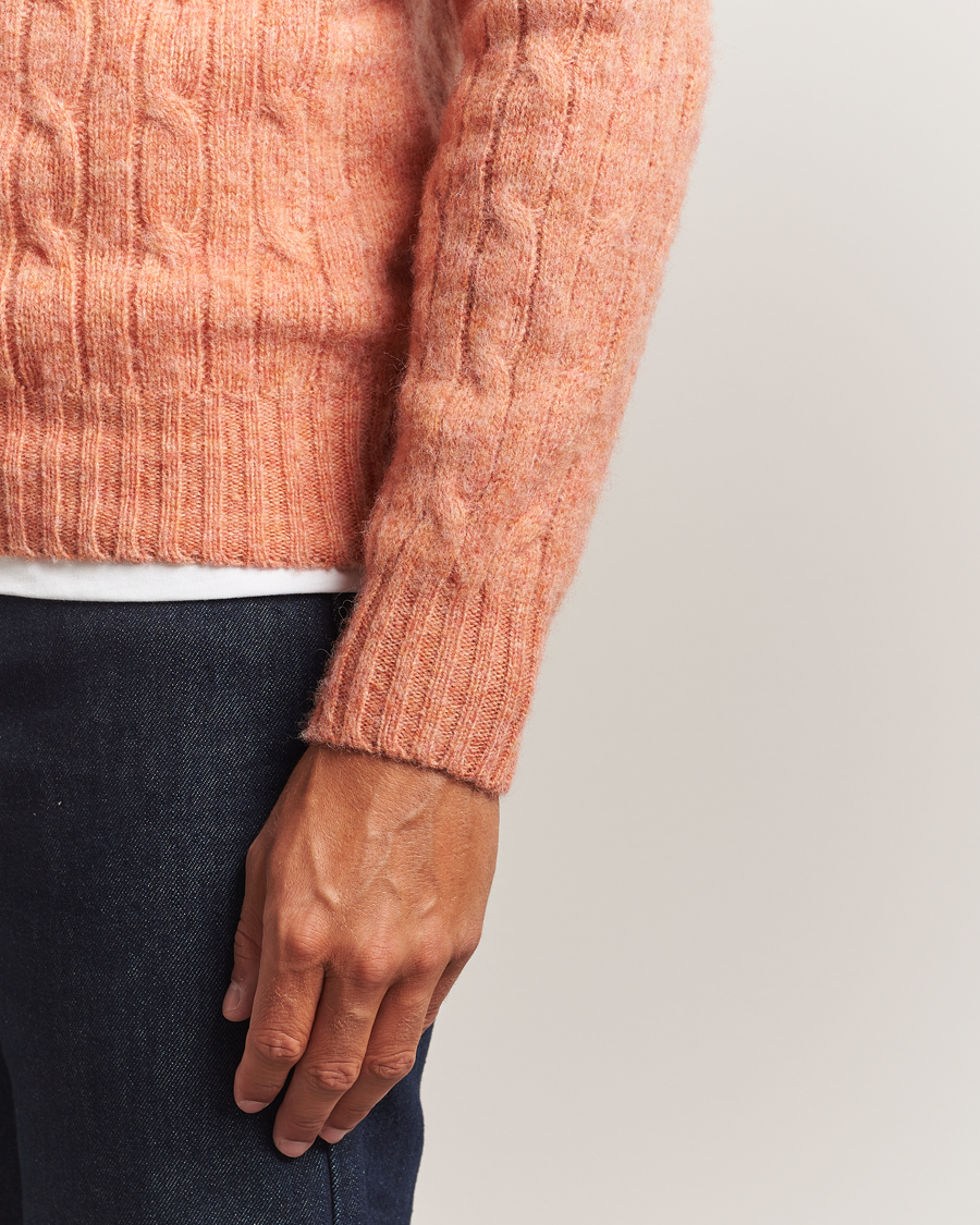Mies | Puserot | Harley Of Scotland | Brushed Supersoft Lambswool Cable Parfait