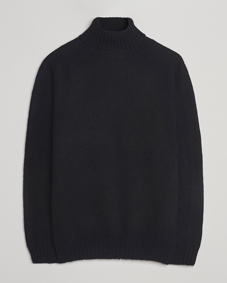 Mies | Puserot | Harley Of Scotland | Brushed Supersoft Lambswool Rollneck Black