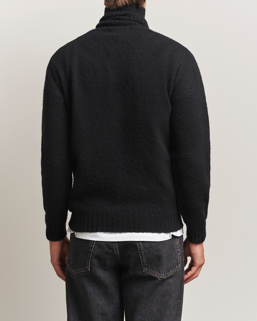Mies | Puserot | Harley Of Scotland | Brushed Supersoft Lambswool Rollneck Black