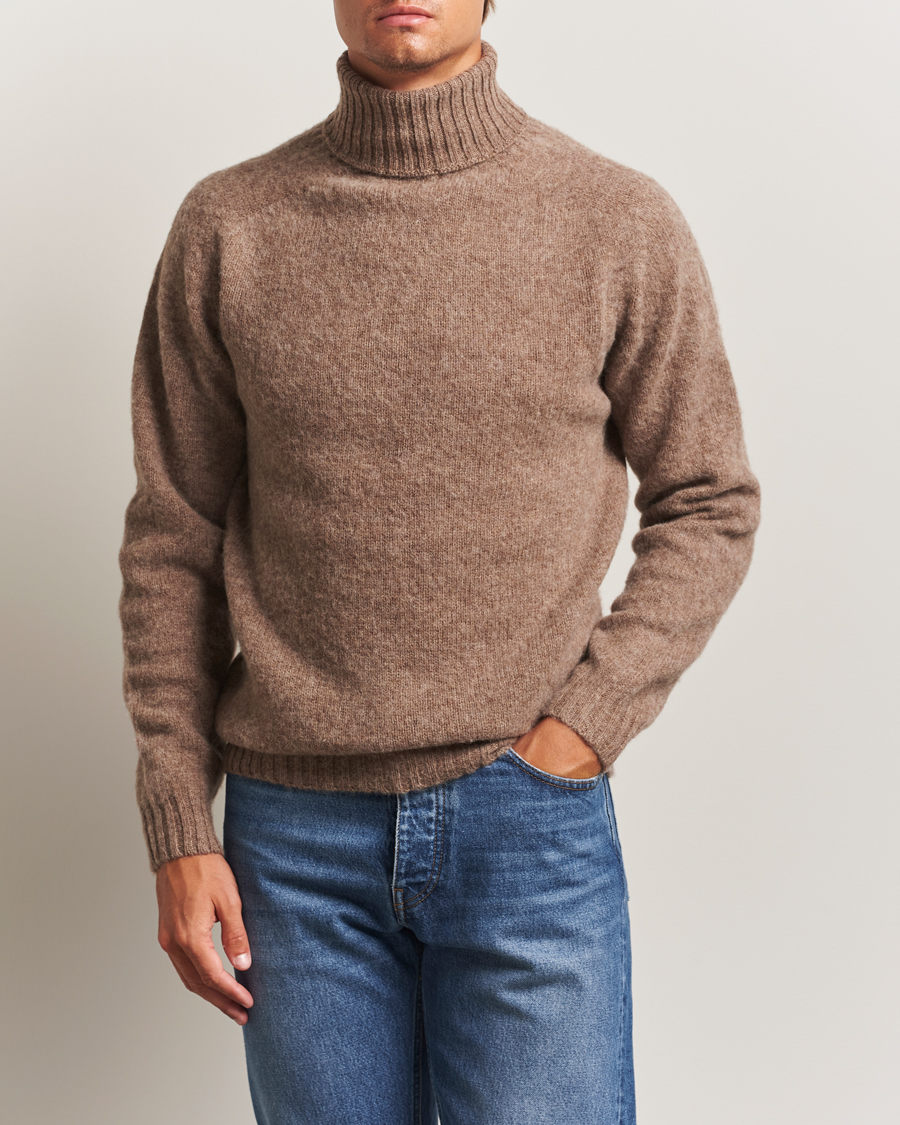 Mies | Puserot | Harley Of Scotland | Brushed Supersoft Lambswool Rollneck Tundra