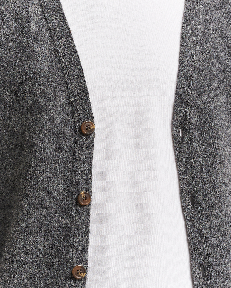 Mies | Puserot | Harley Of Scotland | Brushed Supersoft Lambswool Cardigan Basalt