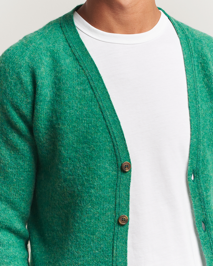 Mies | Puserot | Harley Of Scotland | Brushed Supersoft Lambswool Cardigan Evergreen