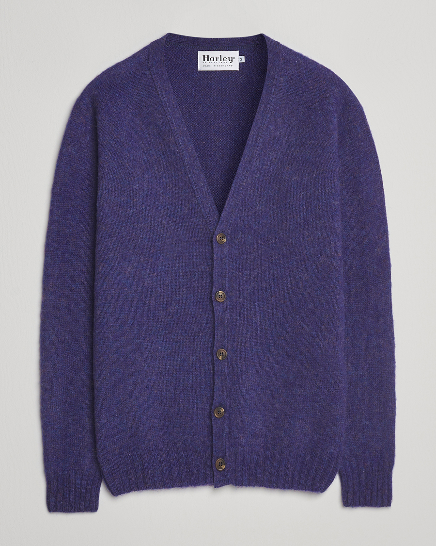 Mies | Puserot | Harley Of Scotland | Brushed Supersoft Lambswool Cardigan Iris