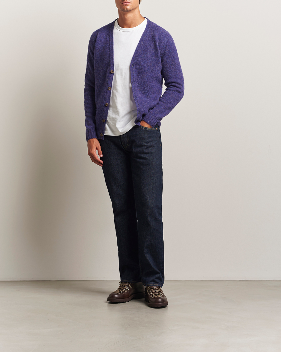 Mies | Puserot | Harley Of Scotland | Brushed Supersoft Lambswool Cardigan Iris