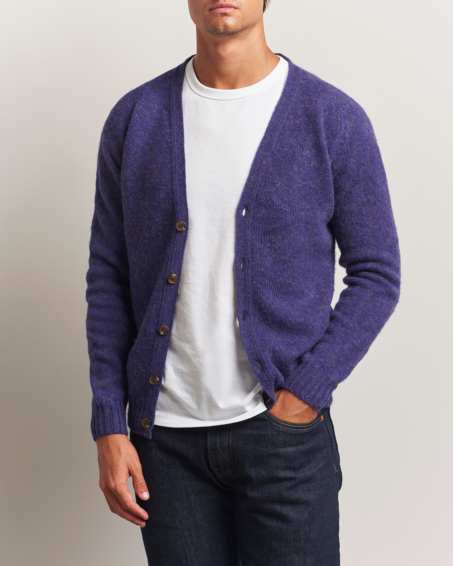Mies | Puserot | Harley Of Scotland | Brushed Supersoft Lambswool Cardigan Iris