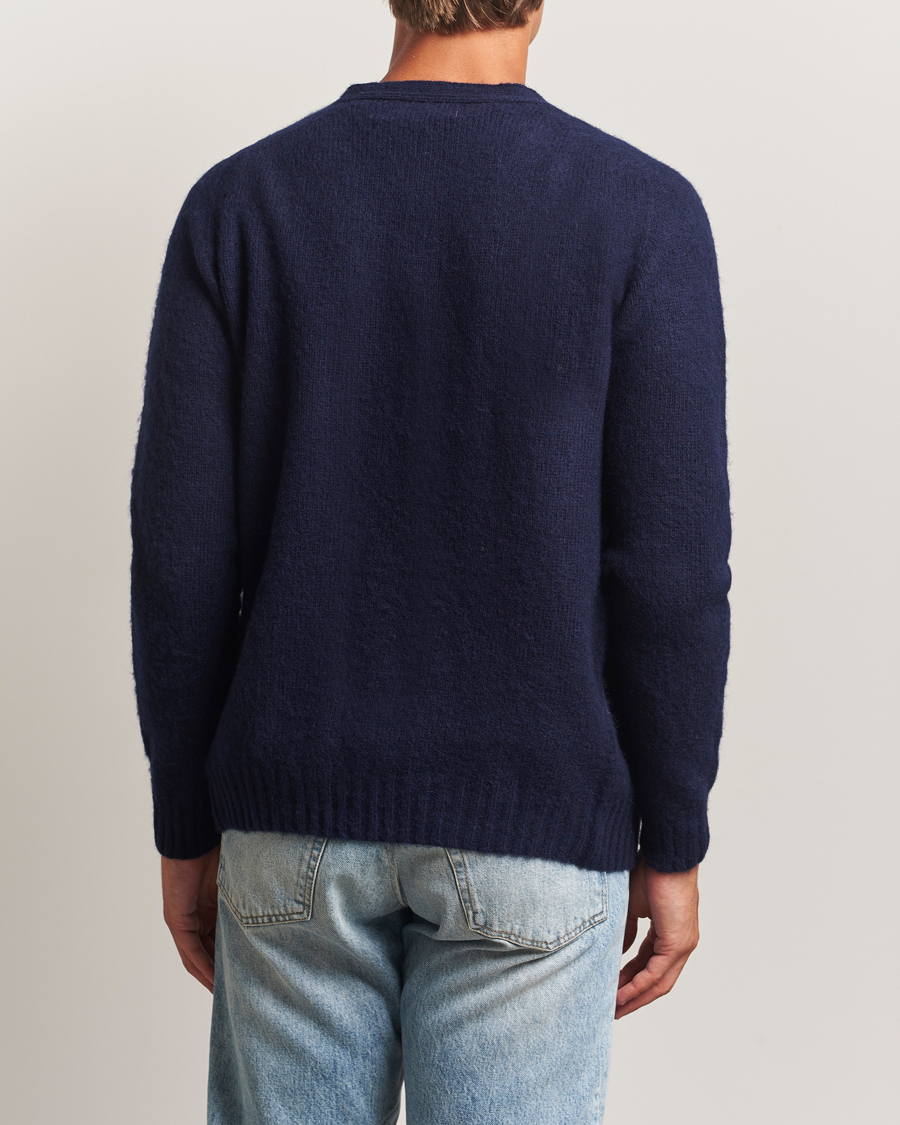 Mies | Puserot | Harley Of Scotland | Brushed Supersoft Lambswool Cardigan Navy