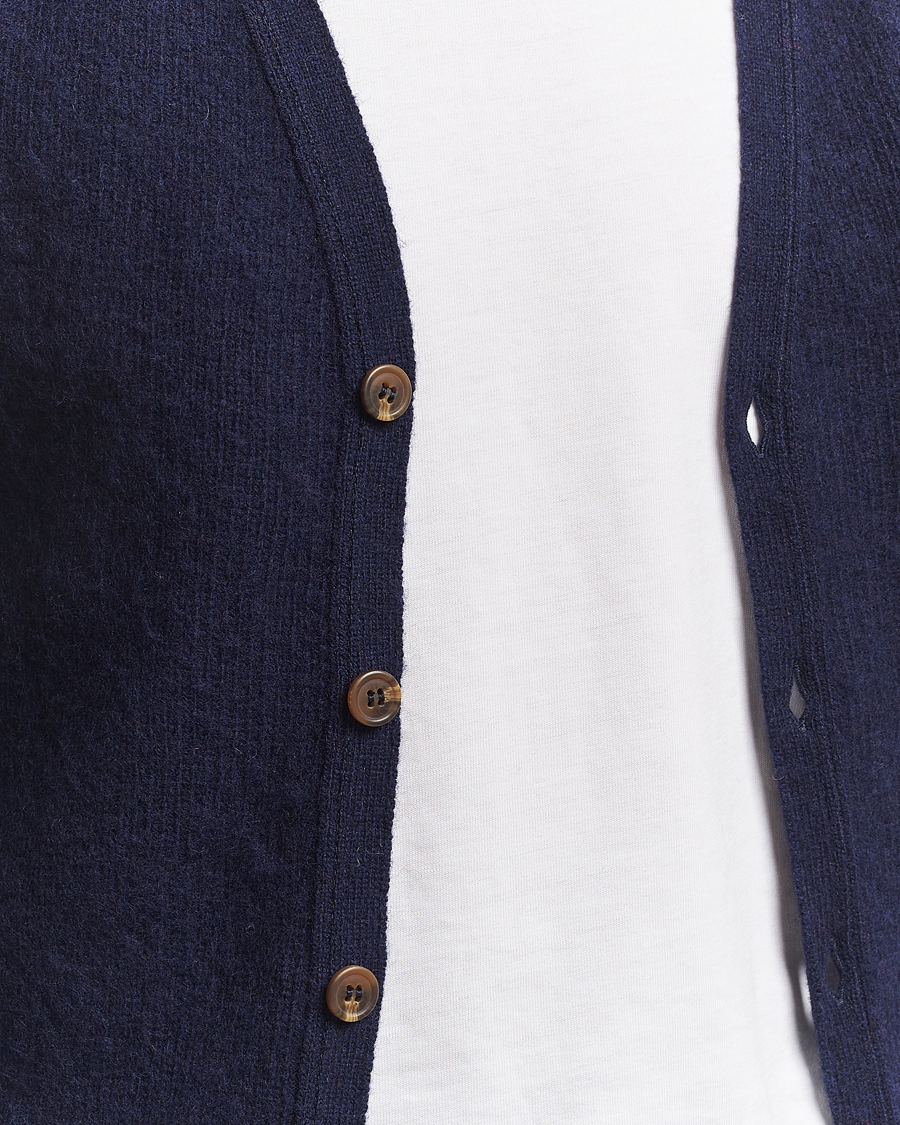 Mies | Puserot | Harley Of Scotland | Brushed Supersoft Lambswool Cardigan Navy