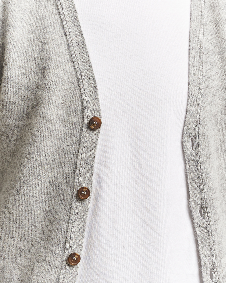 Mies | Puserot | Harley Of Scotland | Brushed Supersoft Lambswool Cardigan Silver