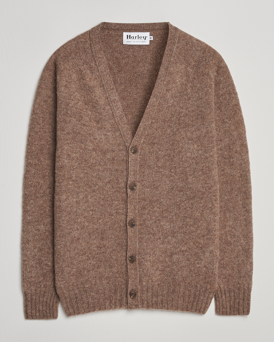 Mies | Puserot | Harley Of Scotland | Brushed Supersoft Lambswool Cardigan Tundra