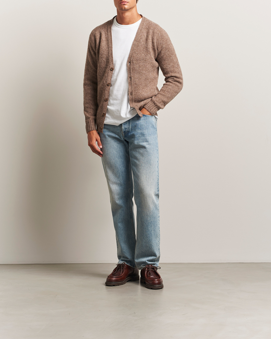 Mies | Puserot | Harley Of Scotland | Brushed Supersoft Lambswool Cardigan Tundra